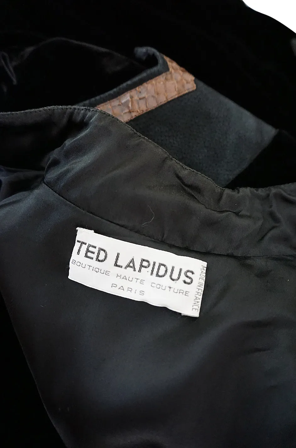 1970s Ted Lapidus Demi-Couture Velvet & Snakeskin Detail Coat