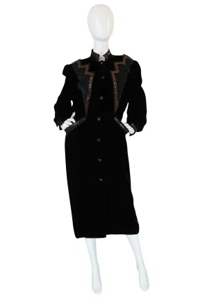 1970s Ted Lapidus Demi-Couture Velvet & Snakeskin Detail Coat