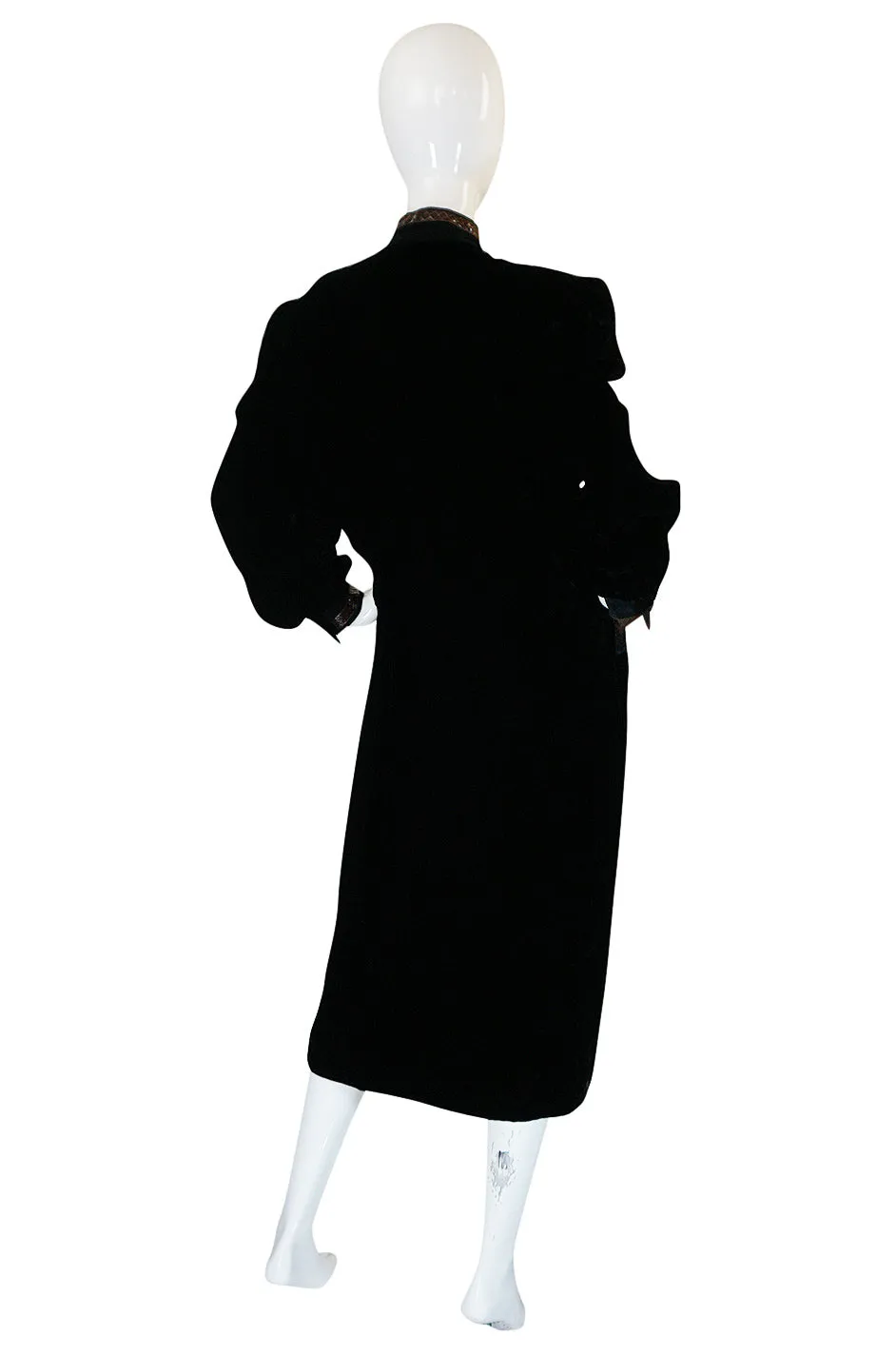 1970s Ted Lapidus Demi-Couture Velvet & Snakeskin Detail Coat