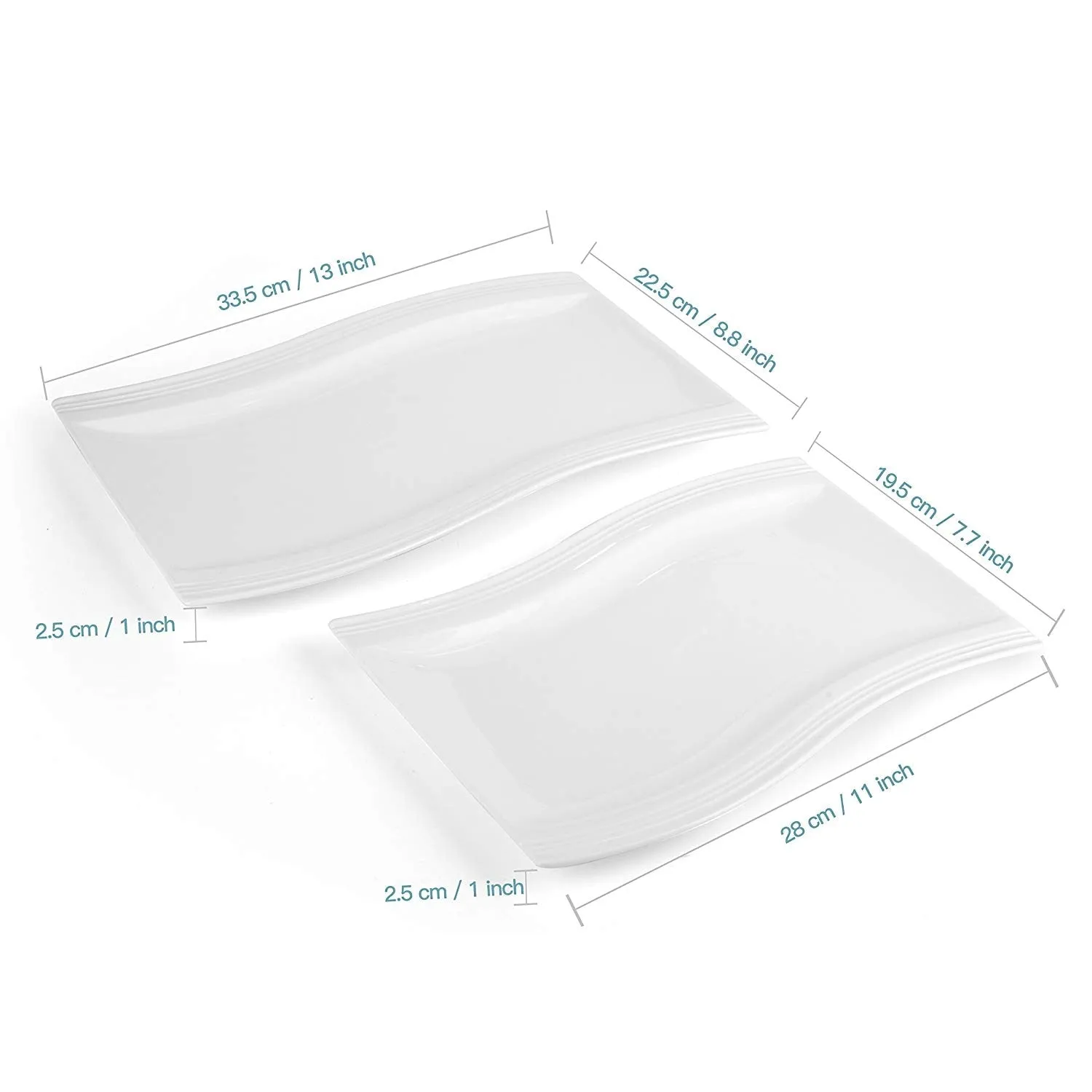 2-Piece Large Serving Platter Tray Breakfast Dessert Plate Dish