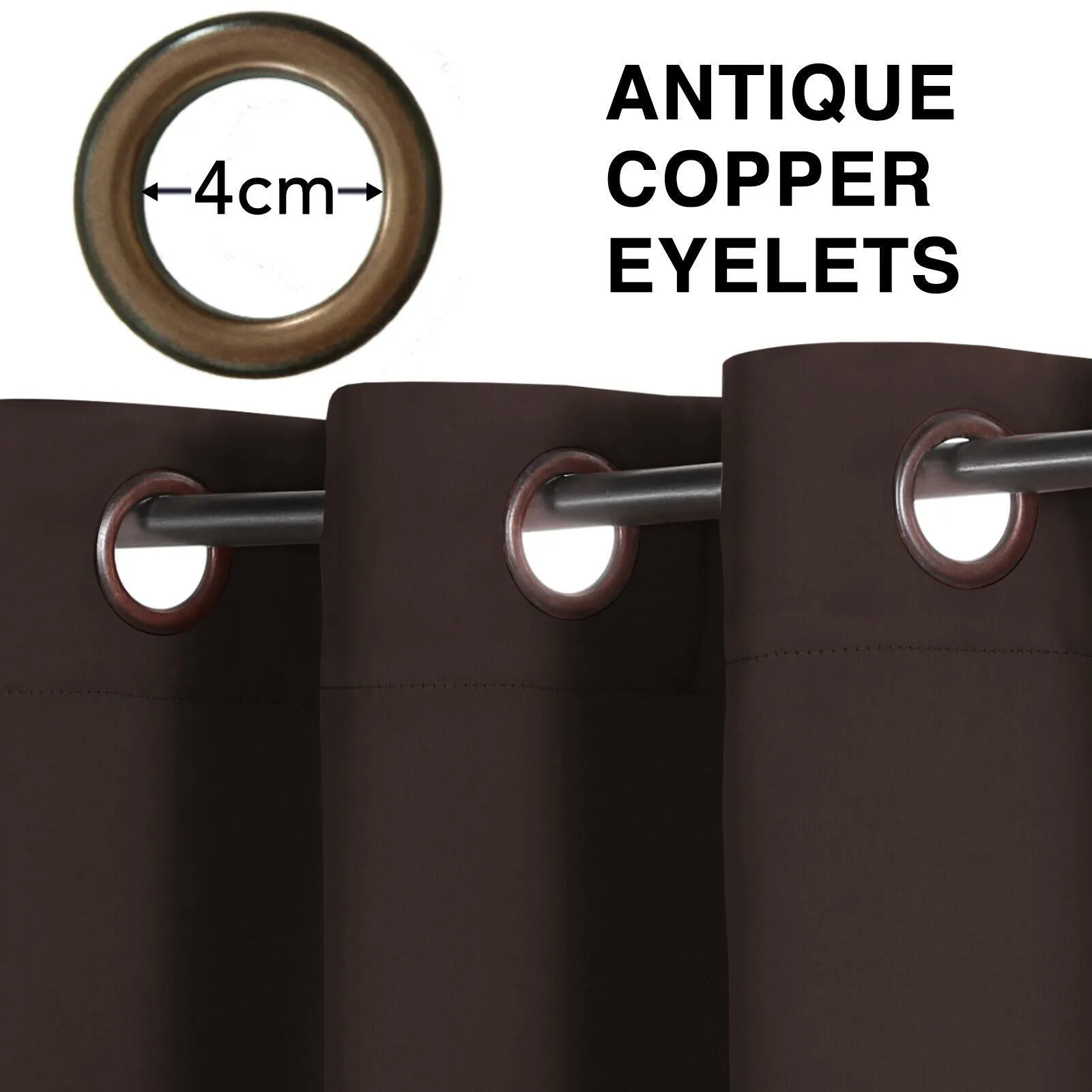 2 x Blockout Curtains Blackout Bedroom Curtain Draperies Eyelet ,Brown