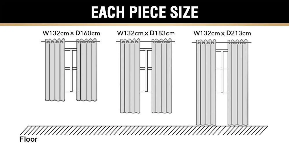 2 x Blockout Curtains Blackout Bedroom Curtain Draperies Eyelet ,Brown