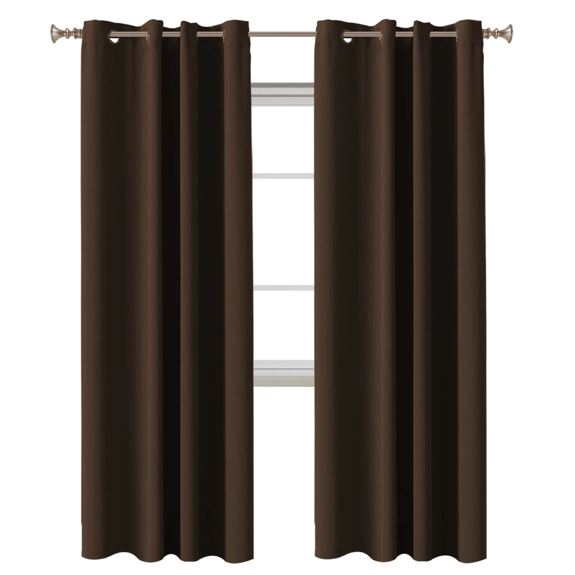 2 x Blockout Curtains Blackout Bedroom Curtain Draperies Eyelet ,Brown