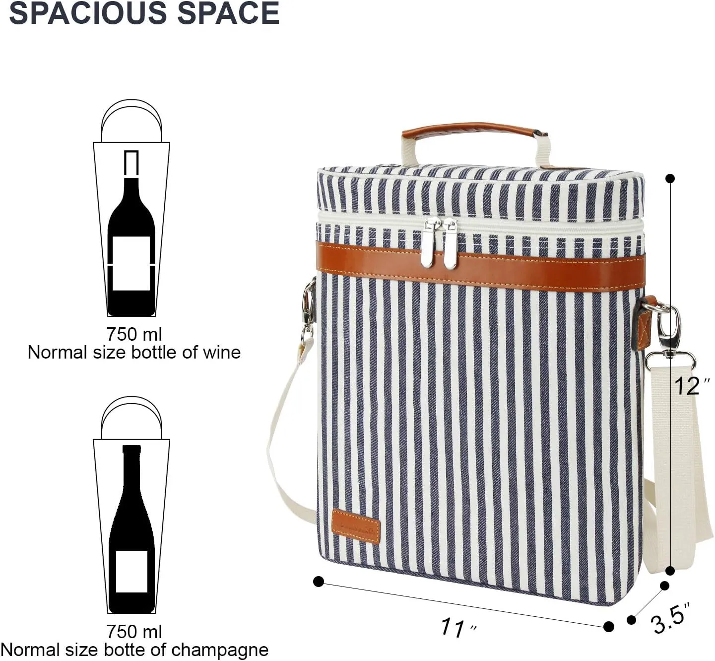 3 Bottle Insulated Wine Tote Cooler Bag