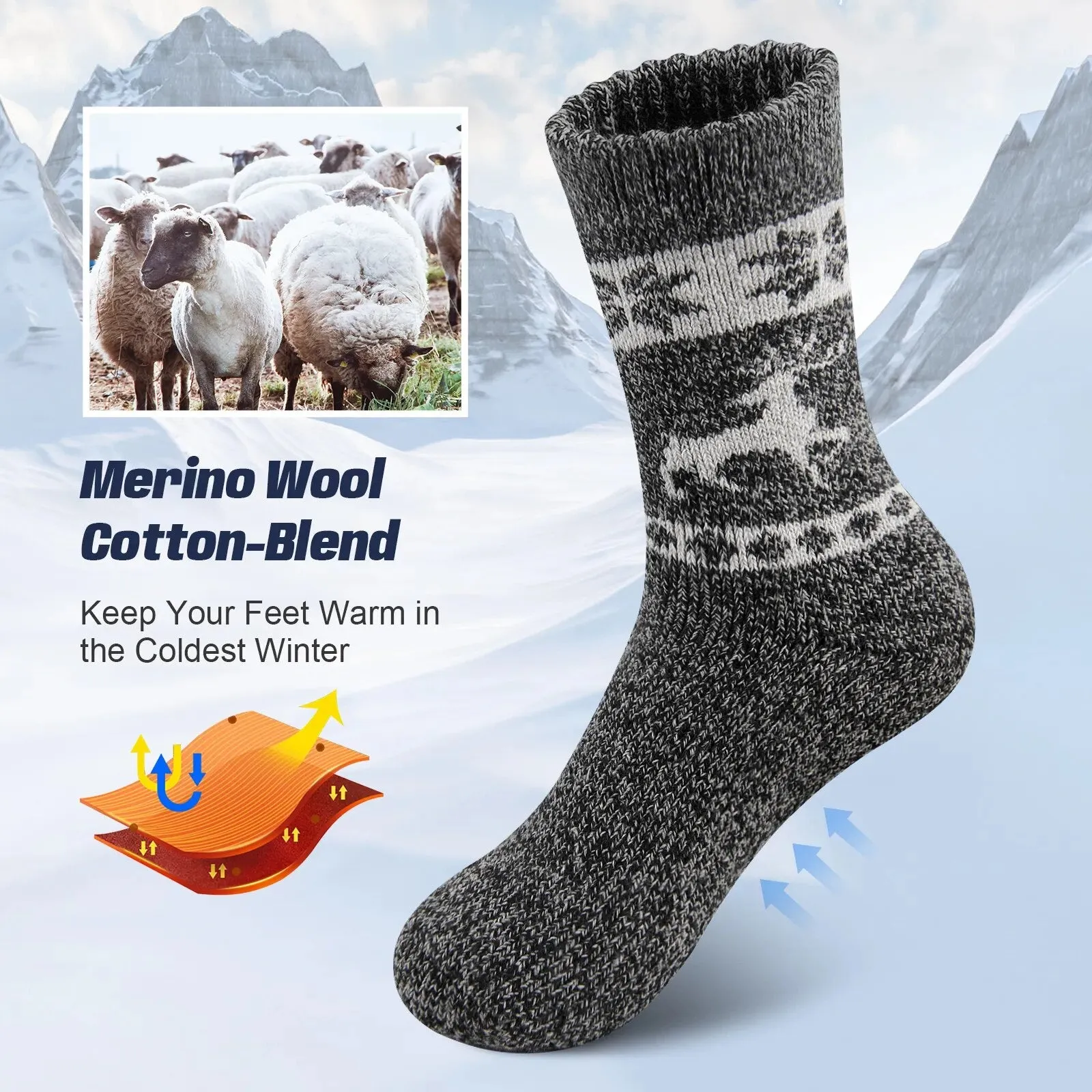 5 Pack of Men's Merino Wool Socks