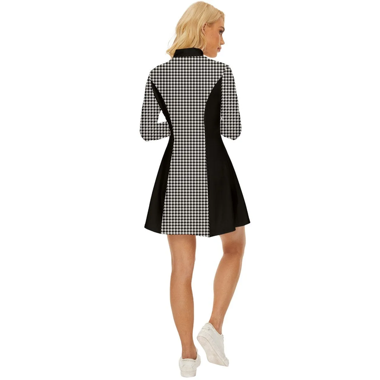 60s Dress Style, Mod Dress, Black Mod Dress, Black Houndstooth Dress, GOGO Dress, 60s style dress, 60s mini dress, Retro Dress