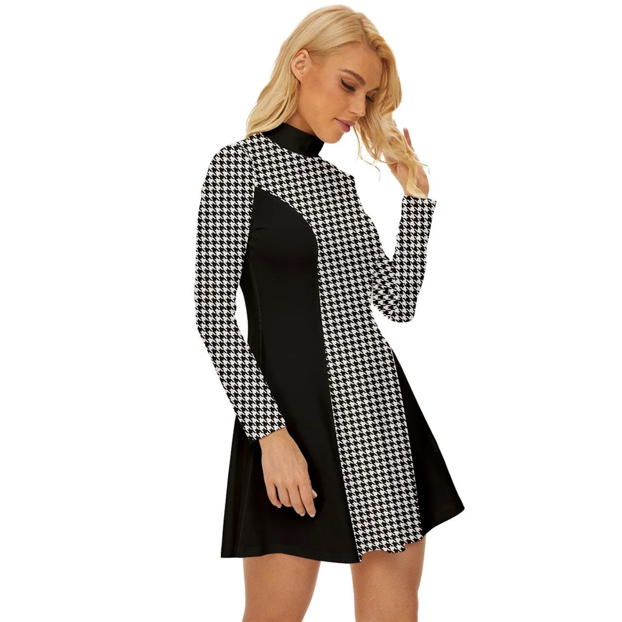 60s Dress Style, Mod Dress, Black Mod Dress, Black Houndstooth Dress, GOGO Dress, 60s style dress, 60s mini dress, Retro Dress
