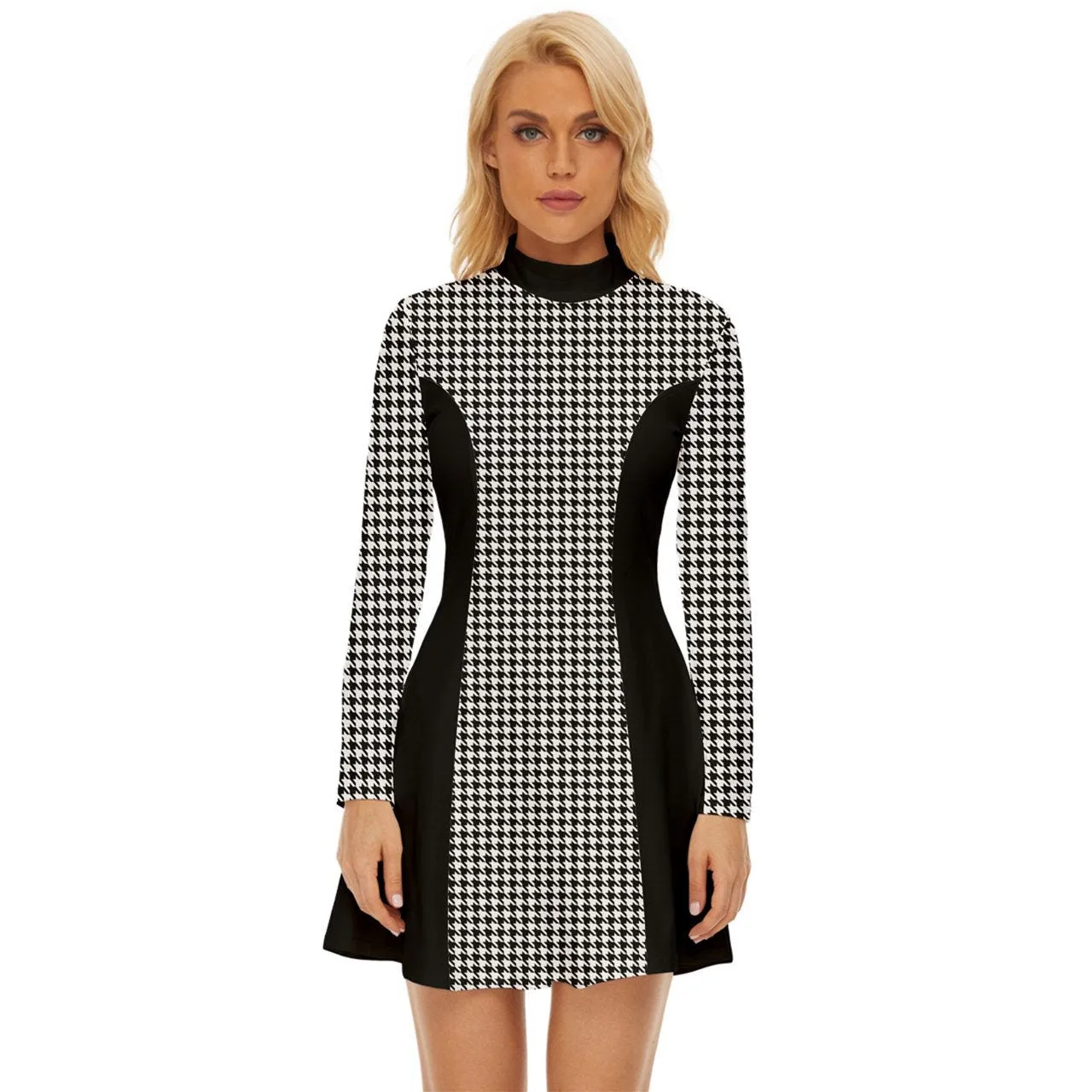 60s Dress Style, Mod Dress, Black Mod Dress, Black Houndstooth Dress, GOGO Dress, 60s style dress, 60s mini dress, Retro Dress