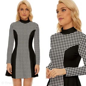60s Dress Style, Mod Dress, Black Mod Dress, Black Houndstooth Dress, GOGO Dress, 60s style dress, 60s mini dress, Retro Dress
