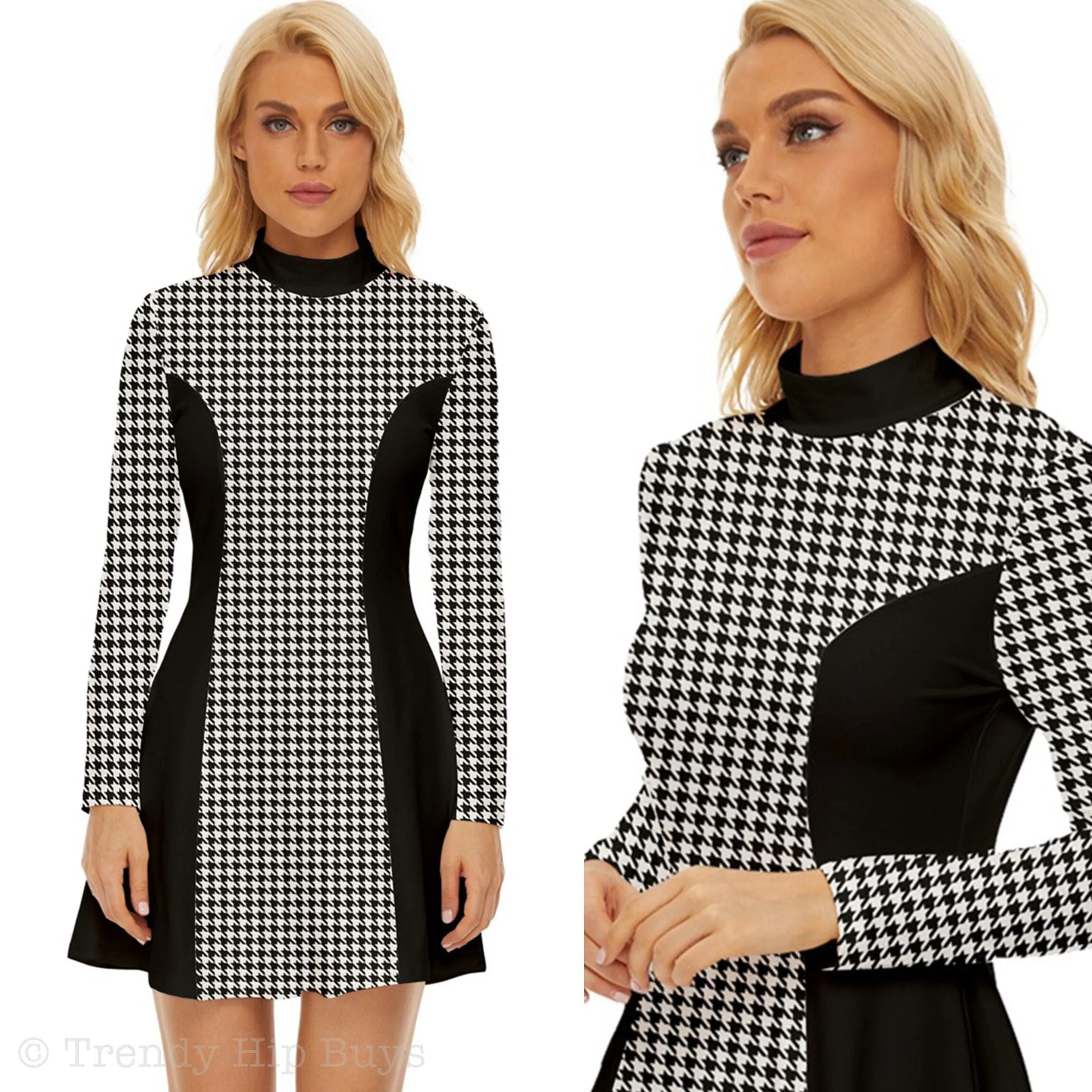 60s Dress Style, Mod Dress, Black Mod Dress, Black Houndstooth Dress, GOGO Dress, 60s style dress, 60s mini dress, Retro Dress