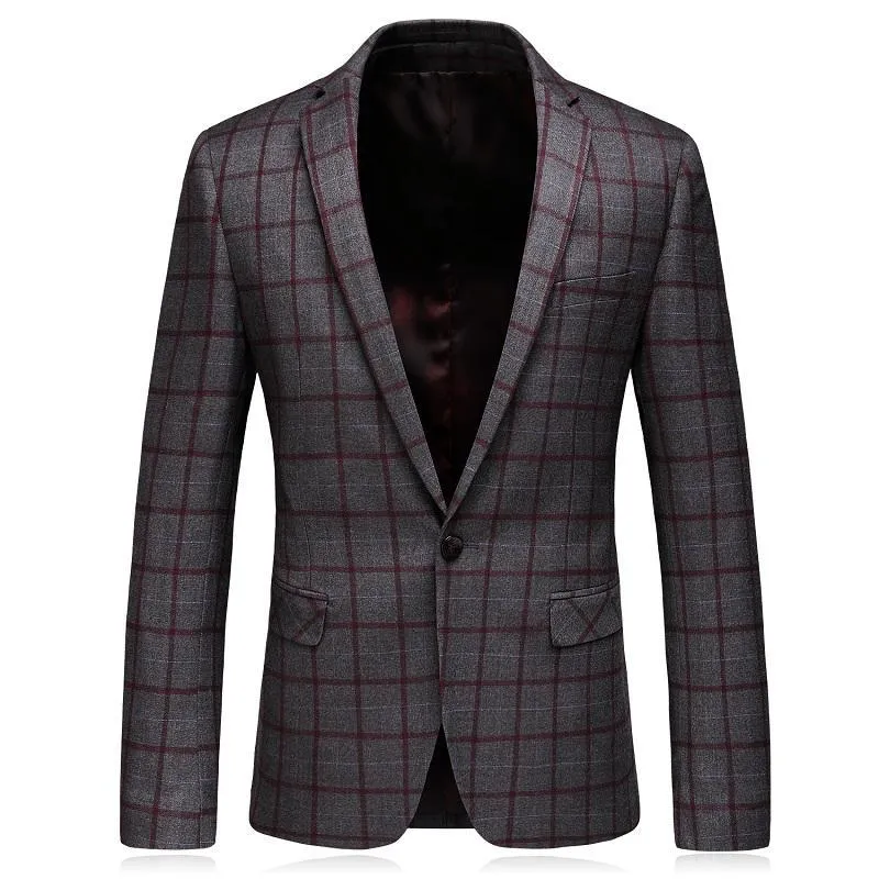 Angelo Ricci™ Formal Plaid Wool Blazer