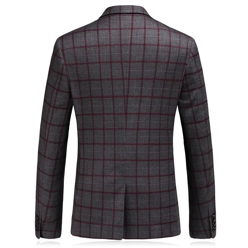 Angelo Ricci™ Formal Plaid Wool Blazer
