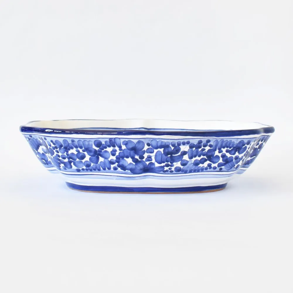Arabesco Cobalt Blu scalloped oval bowl
