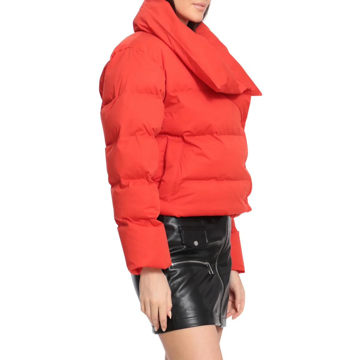 Avec Les Filles Women's Envelope Collar Short Puffer Coat
