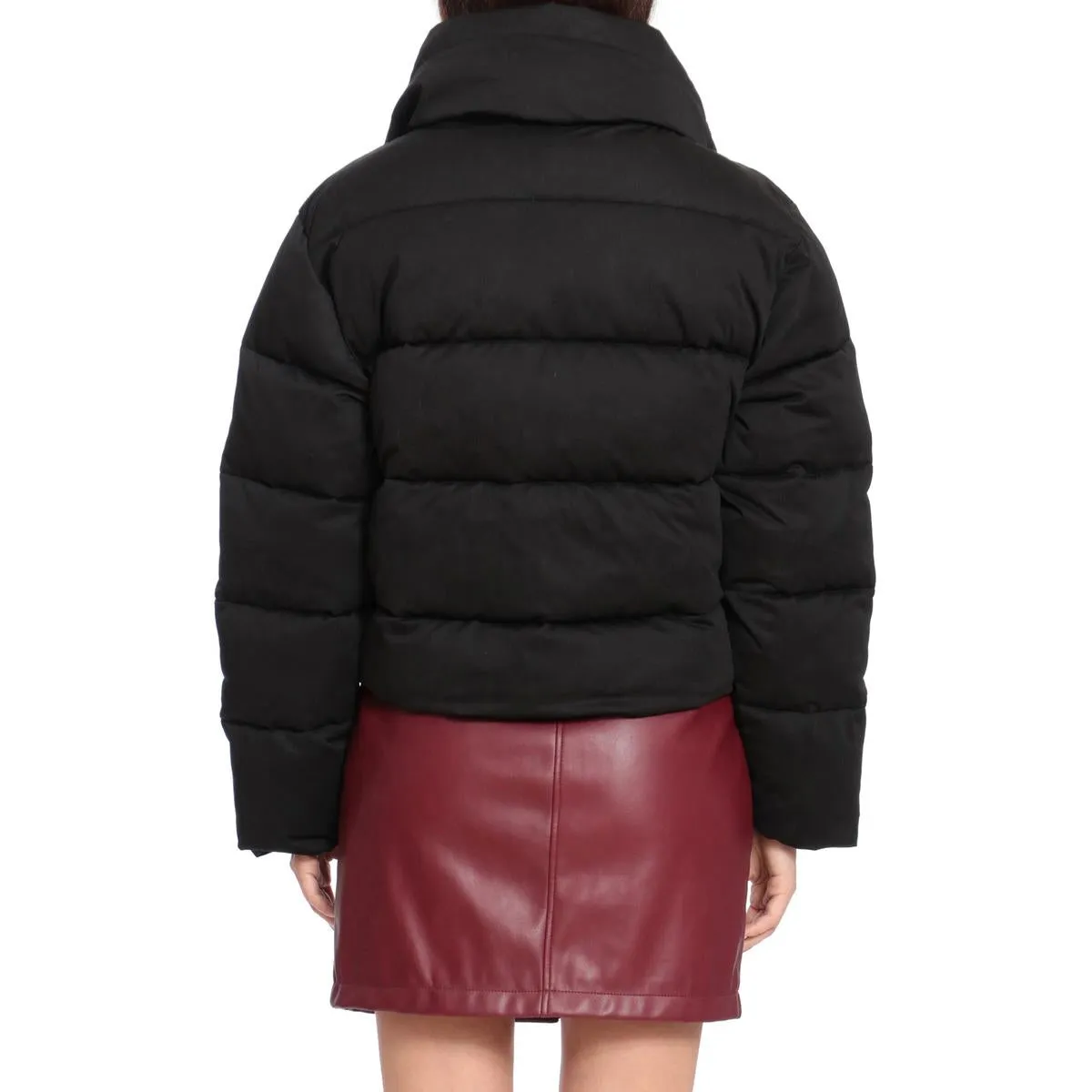 Avec Les Filles Women's Envelope Collar Short Puffer Coat