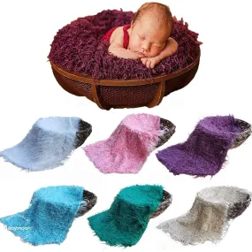Babymoon Faux Fur Throw Basket Filler Blanket Baby Photography Photoshoot Props Flokati - White