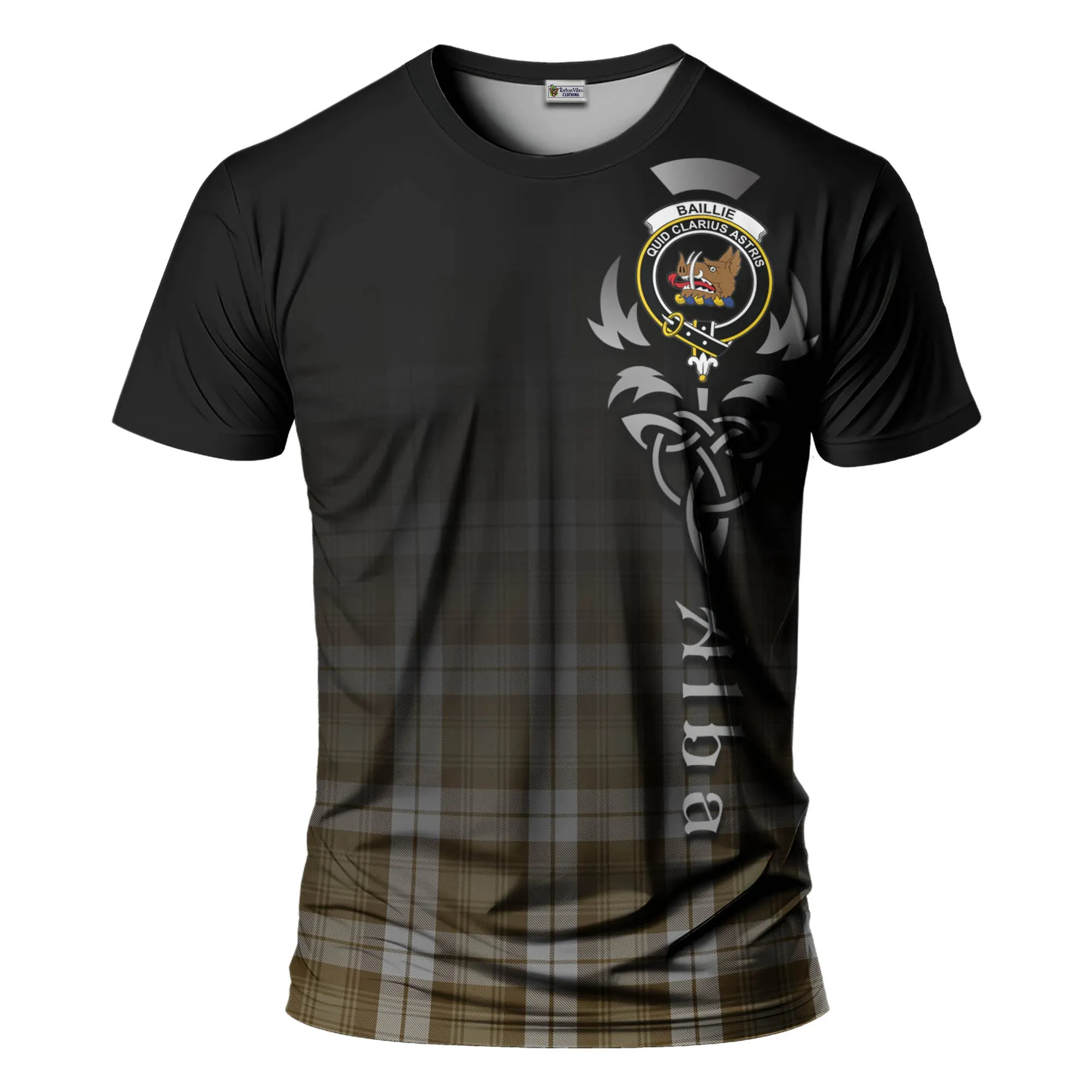 Baillie Dress Tartan T-Shirt Featuring Alba Gu Brath Family Crest Celtic Inspired