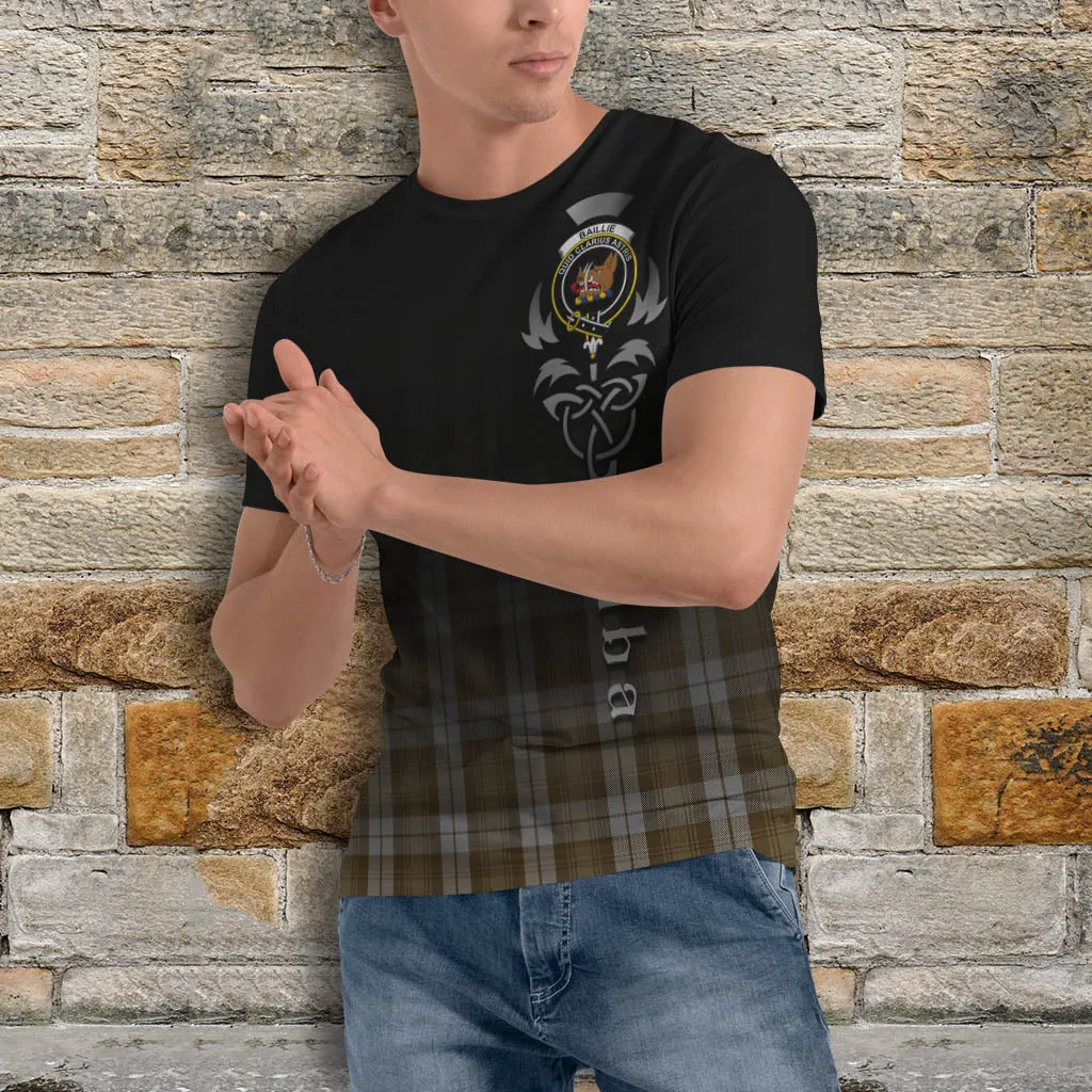 Baillie Dress Tartan T-Shirt Featuring Alba Gu Brath Family Crest Celtic Inspired