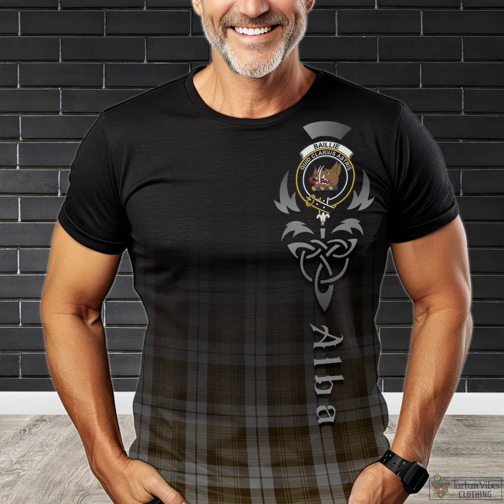 Baillie Dress Tartan T-Shirt Featuring Alba Gu Brath Family Crest Celtic Inspired