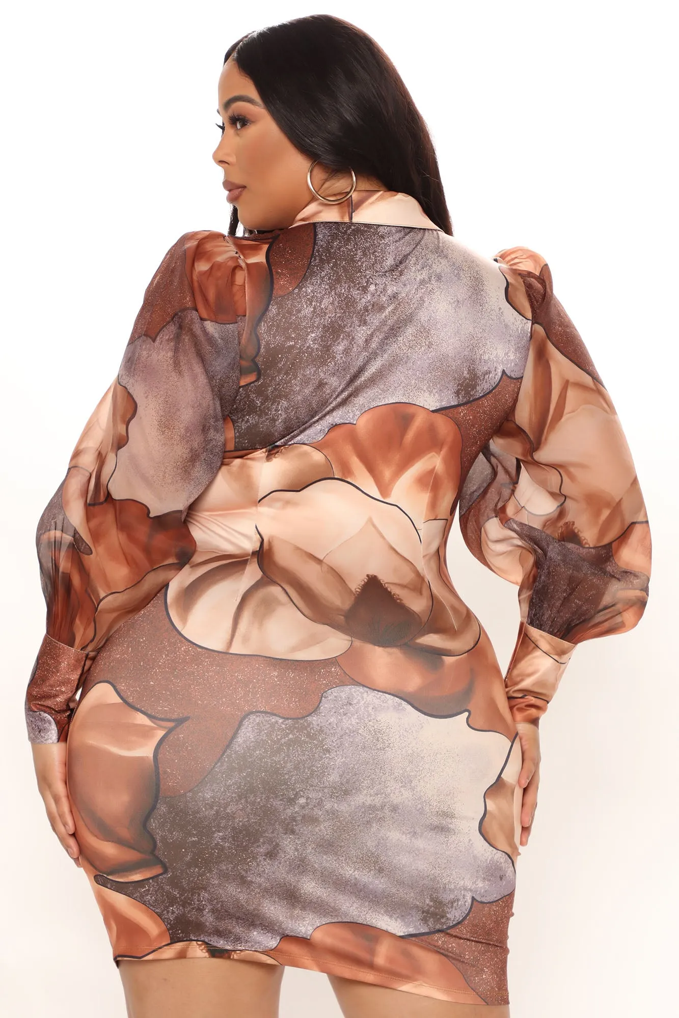 Basically Needed Shirt Dress - Brown/combo