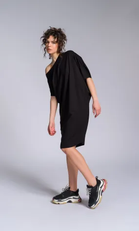 Batwing Sleeve Asymmetric Mini Dress