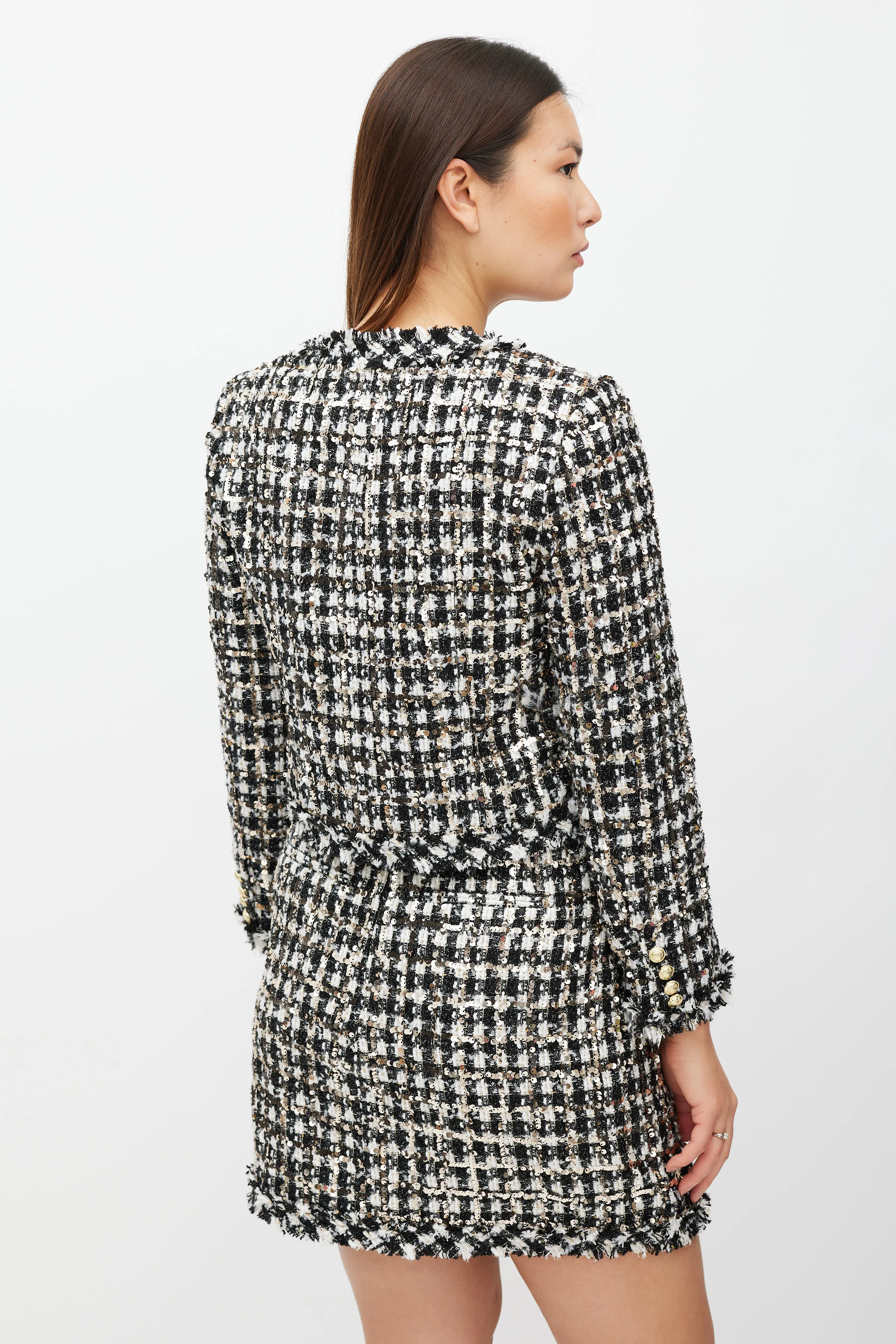Black & White Tweed Sequinned Co-Ord Set