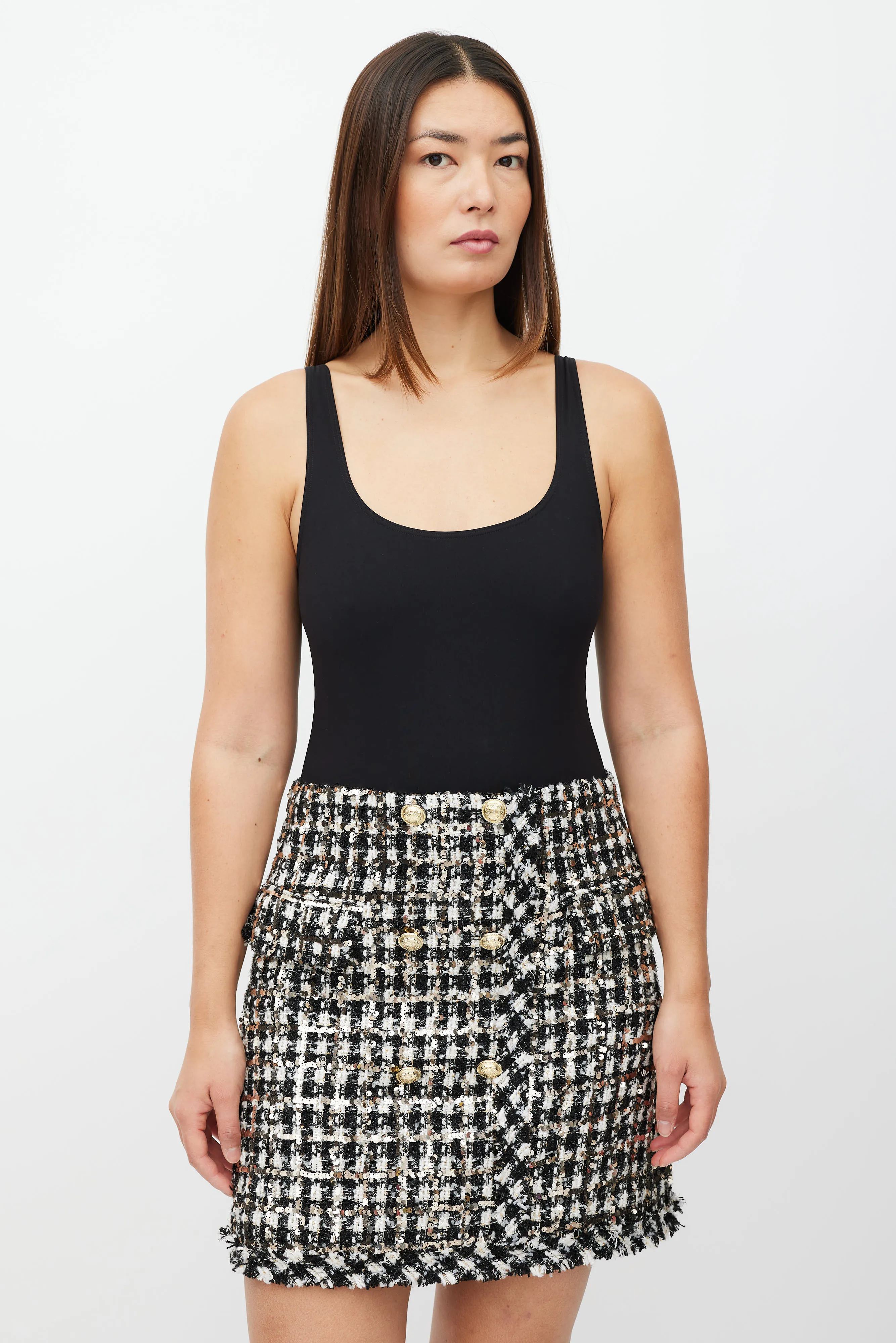 Black & White Tweed Sequinned Co-Ord Set