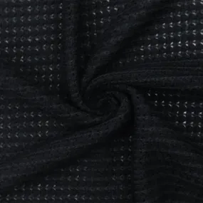 Black Solid Stretch Poly Blend Thermal Sweater Knit Fabric