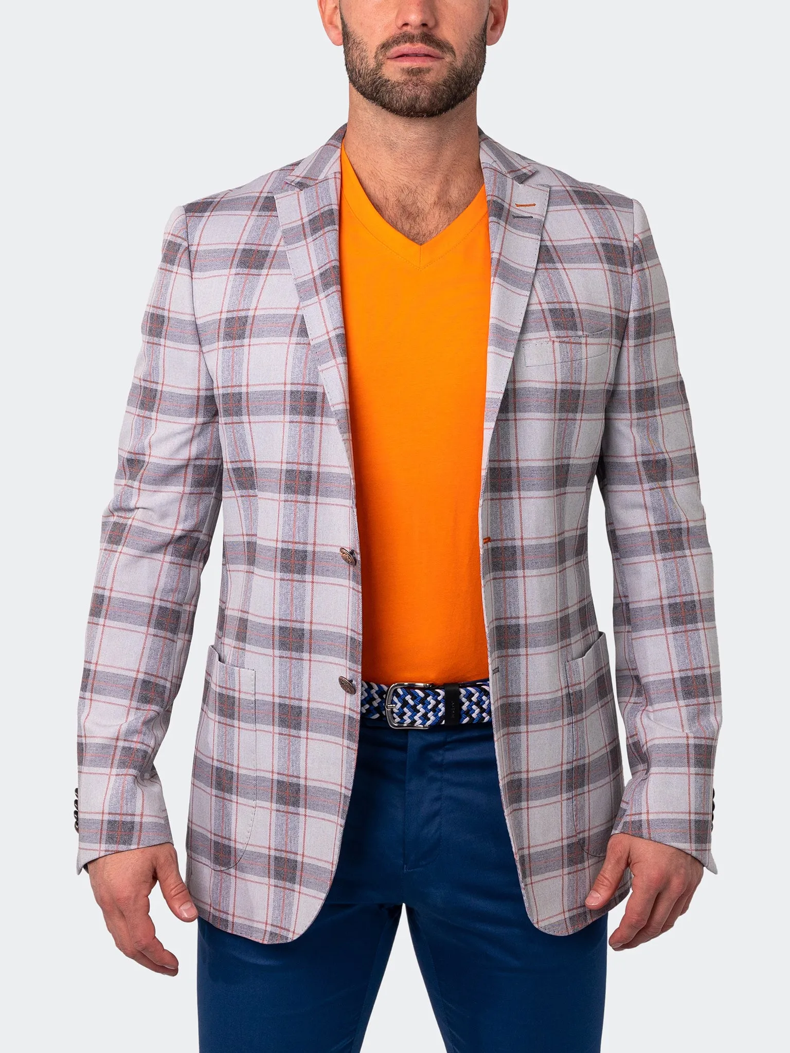 Blazer Unconstructed Algebra Plaid Grey