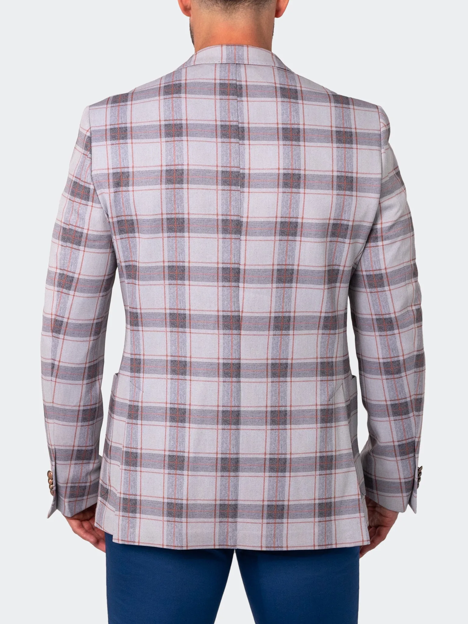 Blazer Unconstructed Algebra Plaid Grey