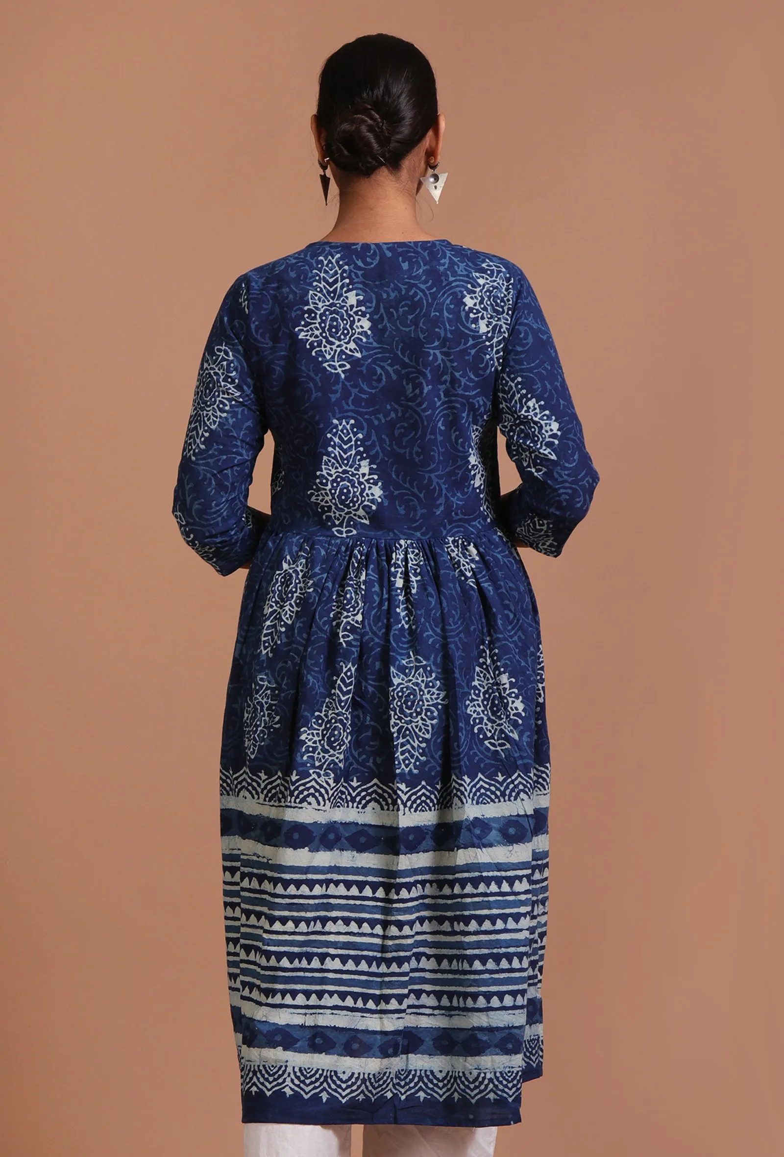Blue Color Cotton Printed Dress