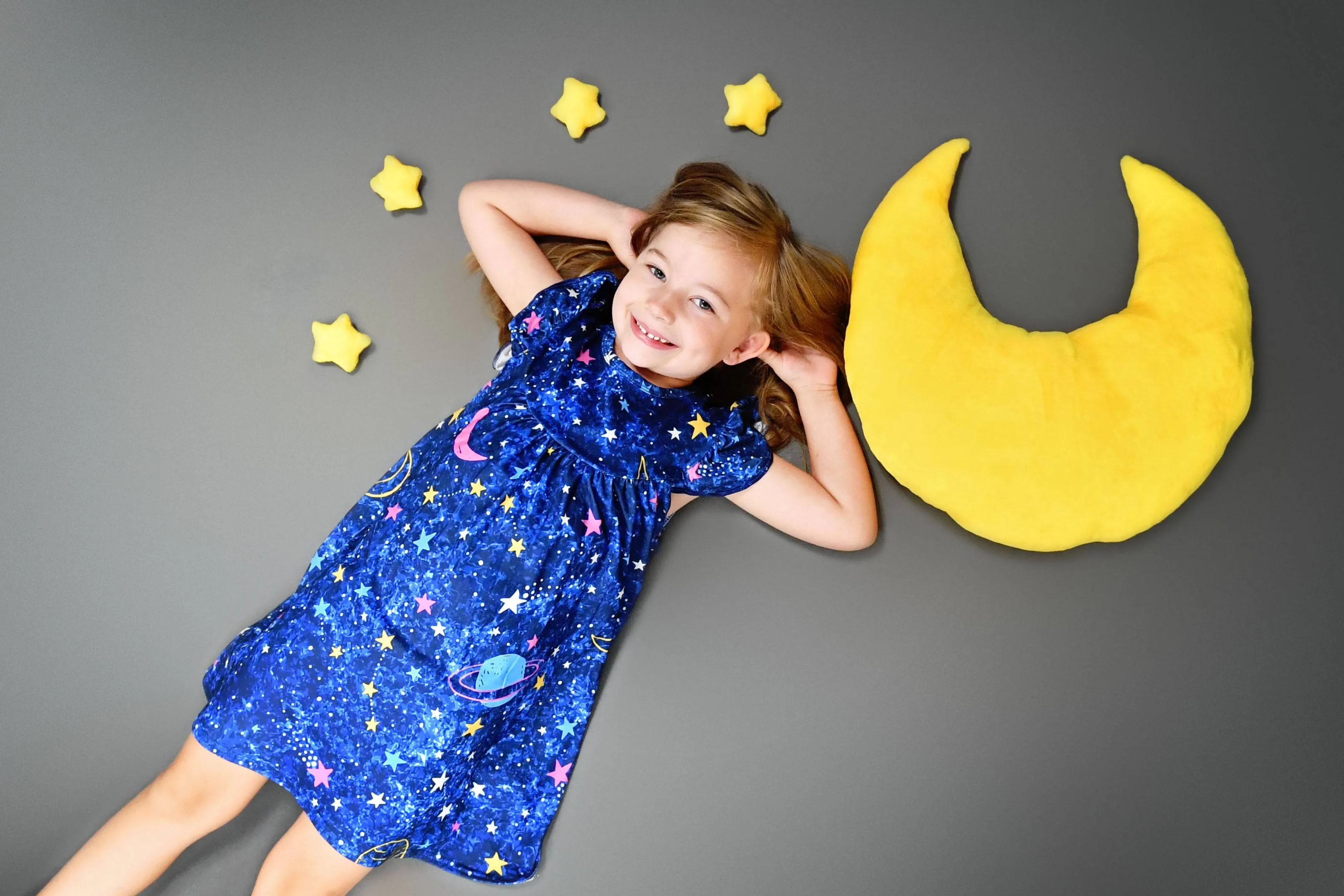 Blue Space Milk Silk Flutter Dress