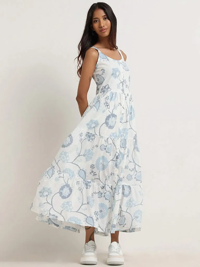 Bombay Paisley Off White Printed Cotton Shirt Dress