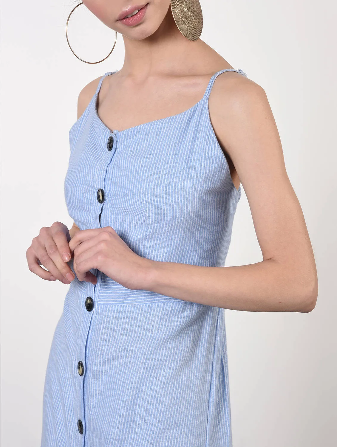 Button up striped A-line dress
