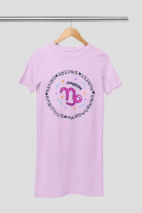 Capricorn Zodiac Cotton Night T-Shirt Dress For Women