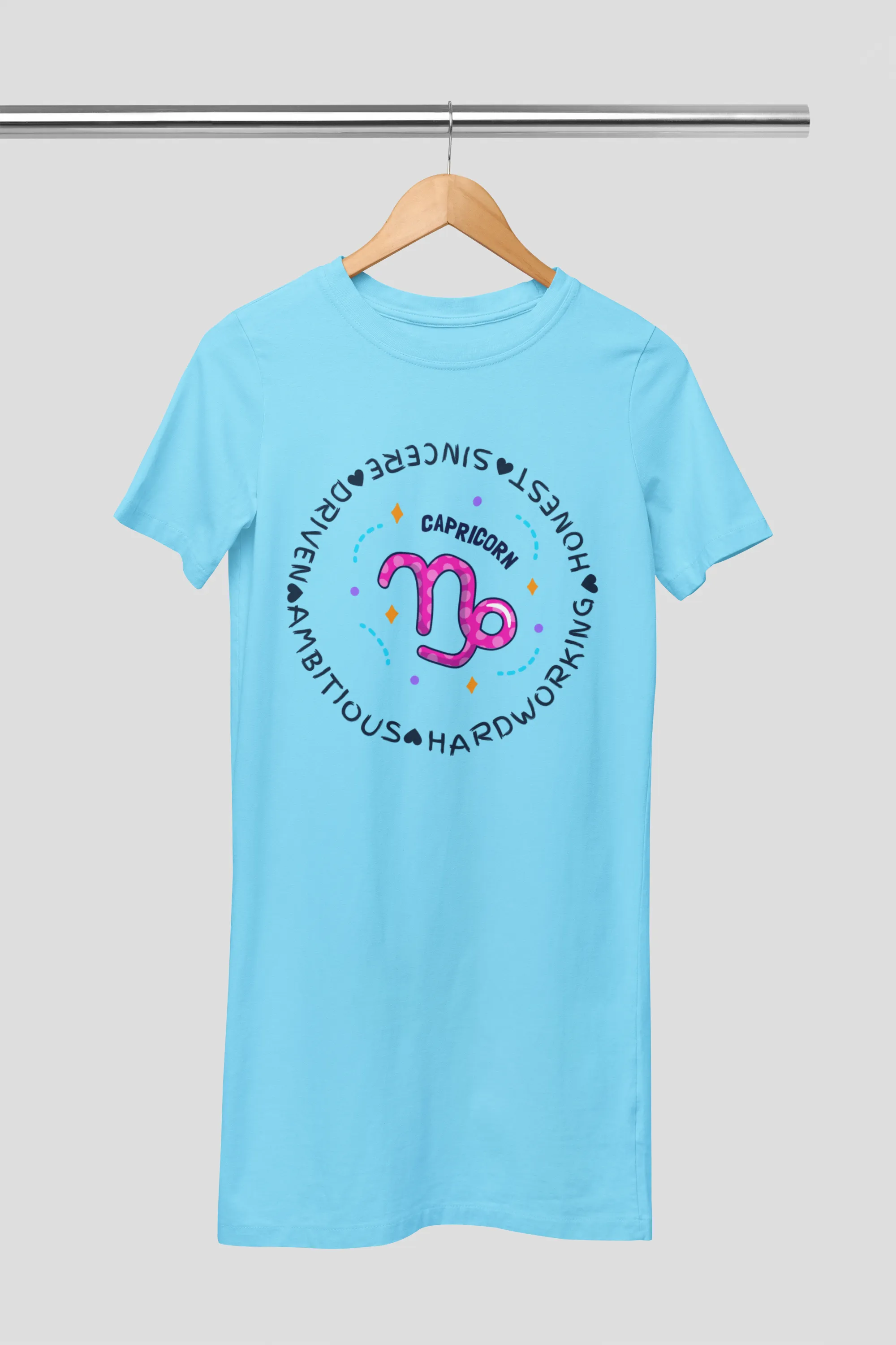Capricorn Zodiac Cotton Night T-Shirt Dress For Women