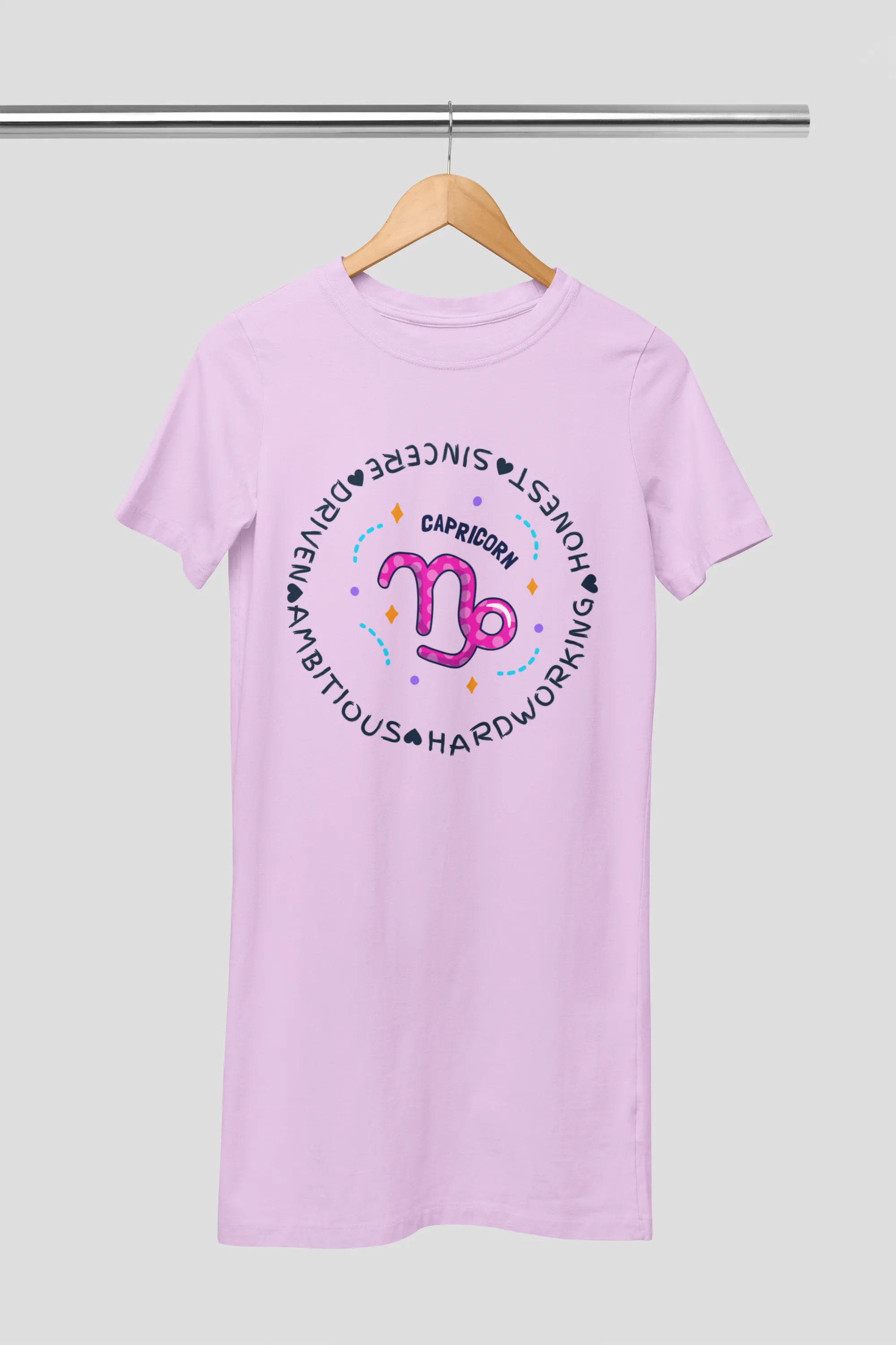 Capricorn Zodiac Cotton Night T-Shirt Dress For Women