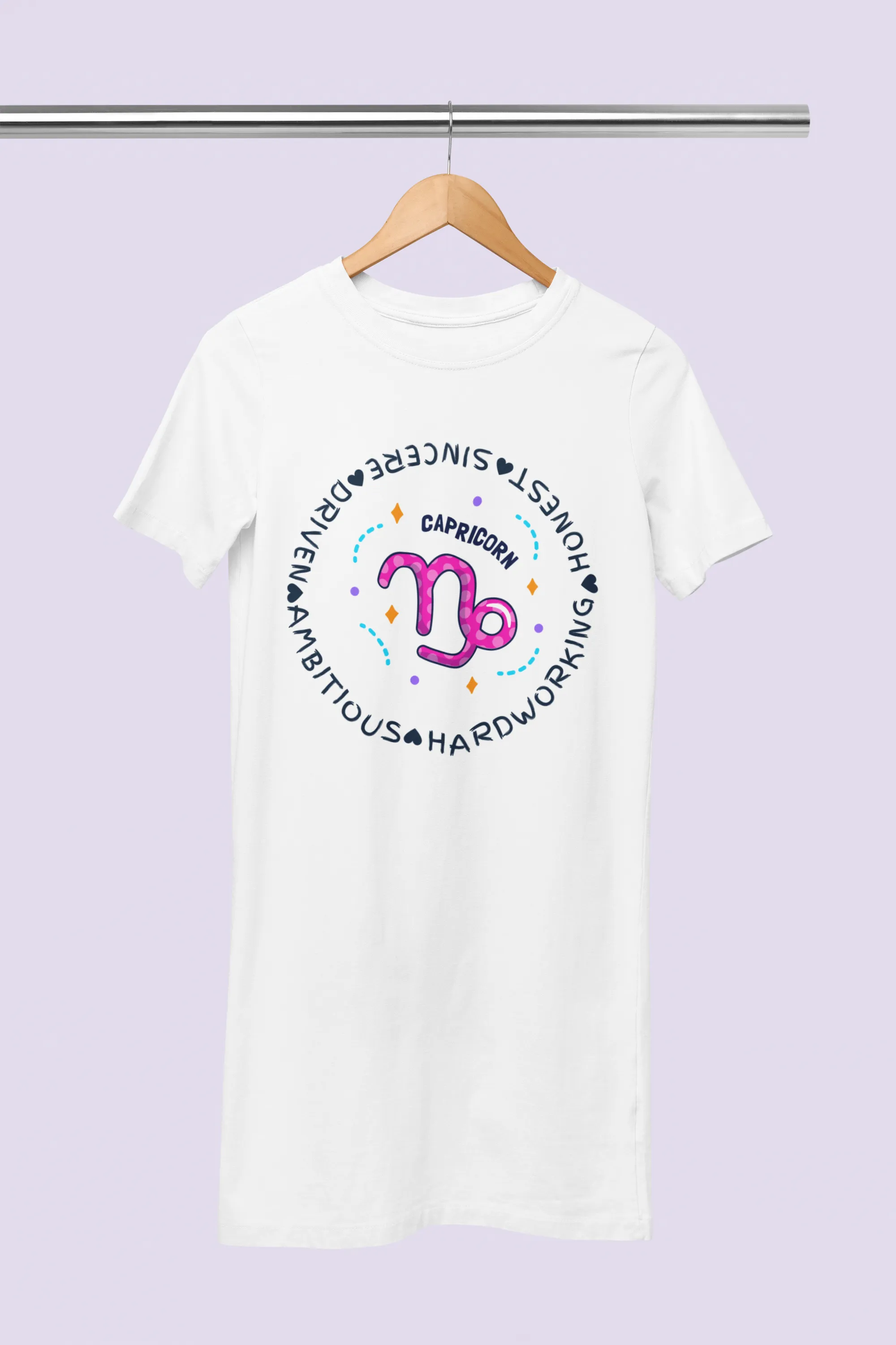 Capricorn Zodiac Cotton Night T-Shirt Dress For Women