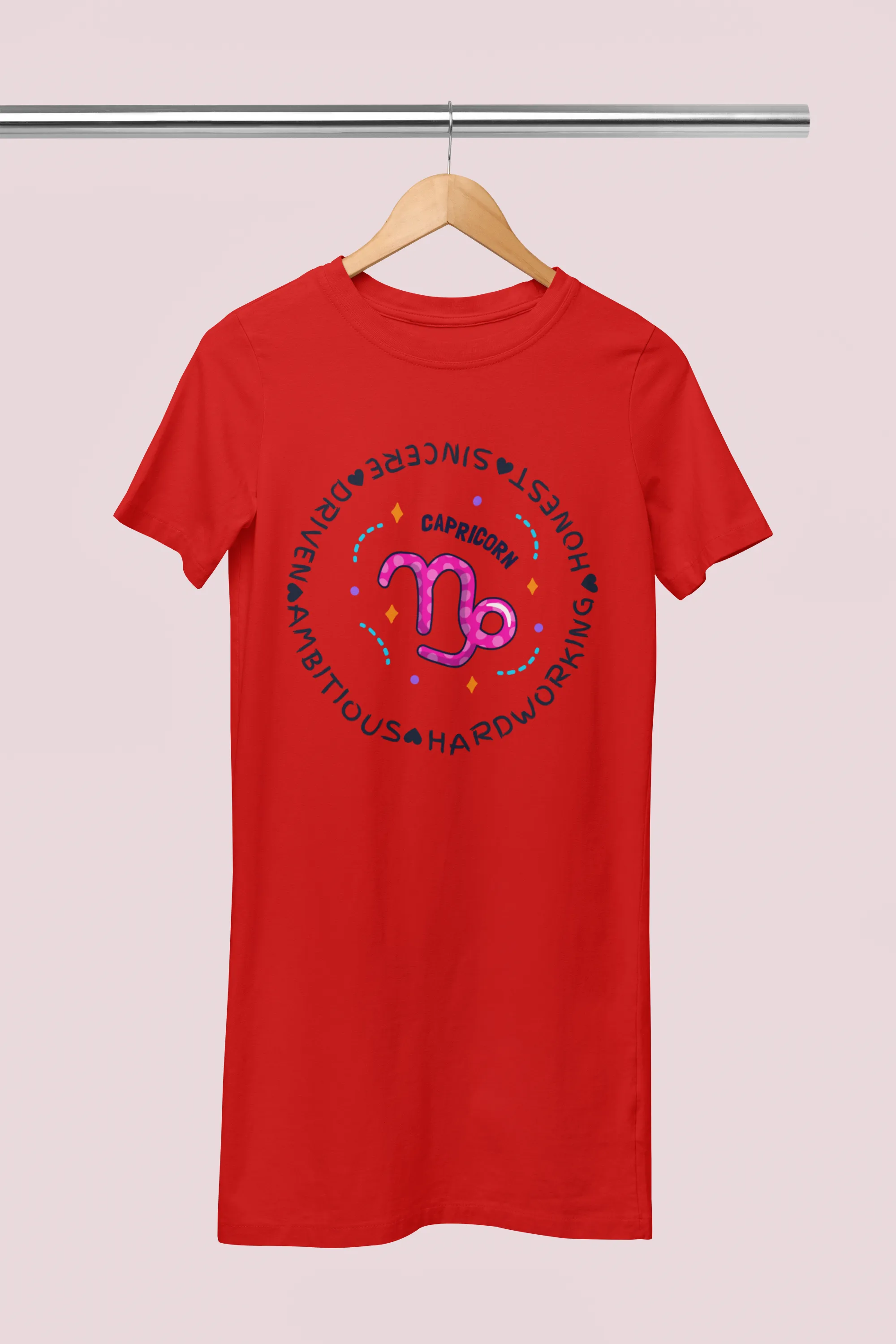 Capricorn Zodiac Cotton Night T-Shirt Dress For Women