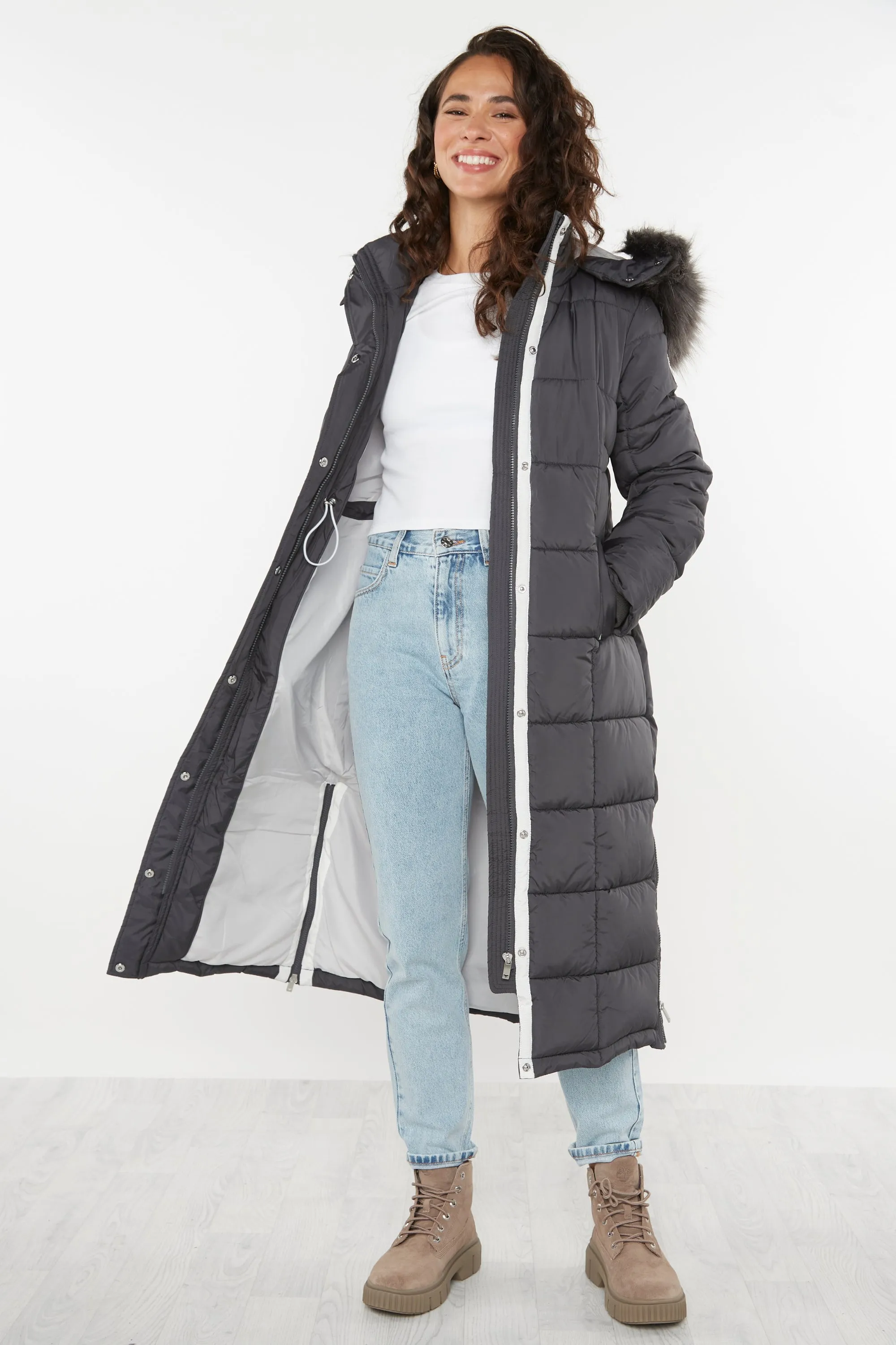 Chatsworth Longline Puffer Coat - Charcoal