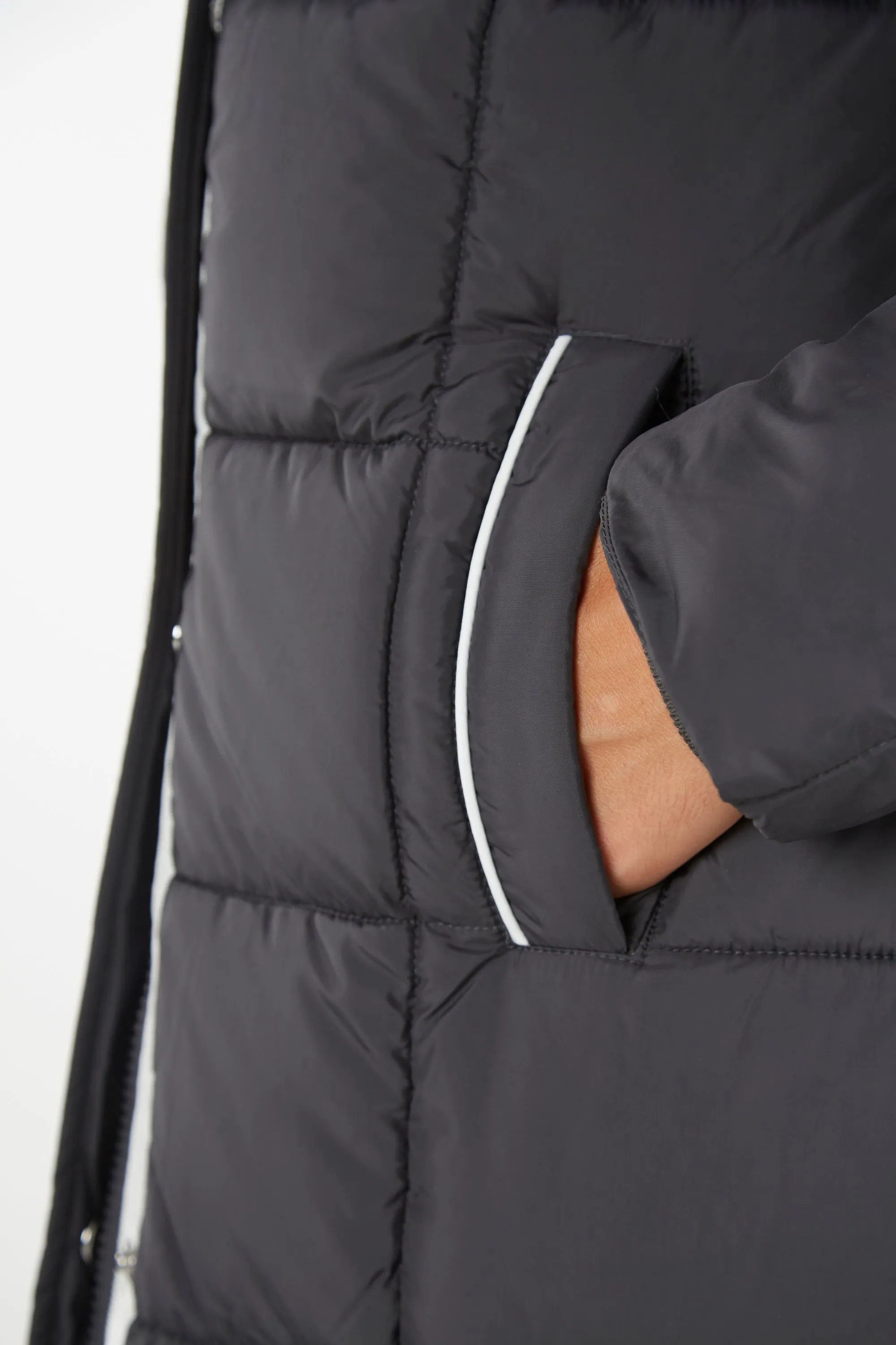 Chatsworth Longline Puffer Coat - Charcoal