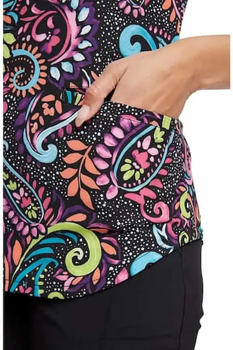 Cherokee Women's V-Neck Print Scrub Top | Painted Paisley