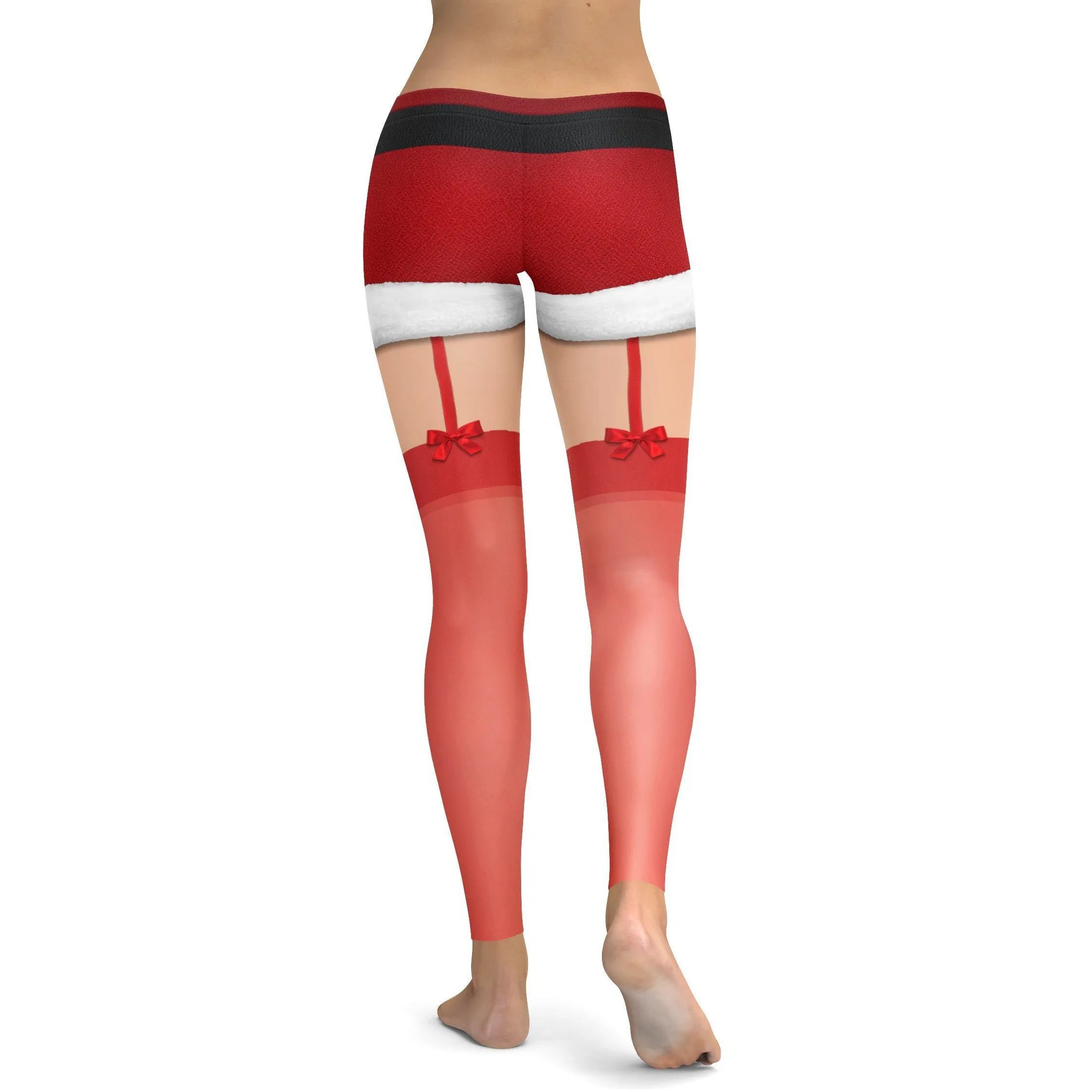 Christmas Shorts with Red Stockings Leggings