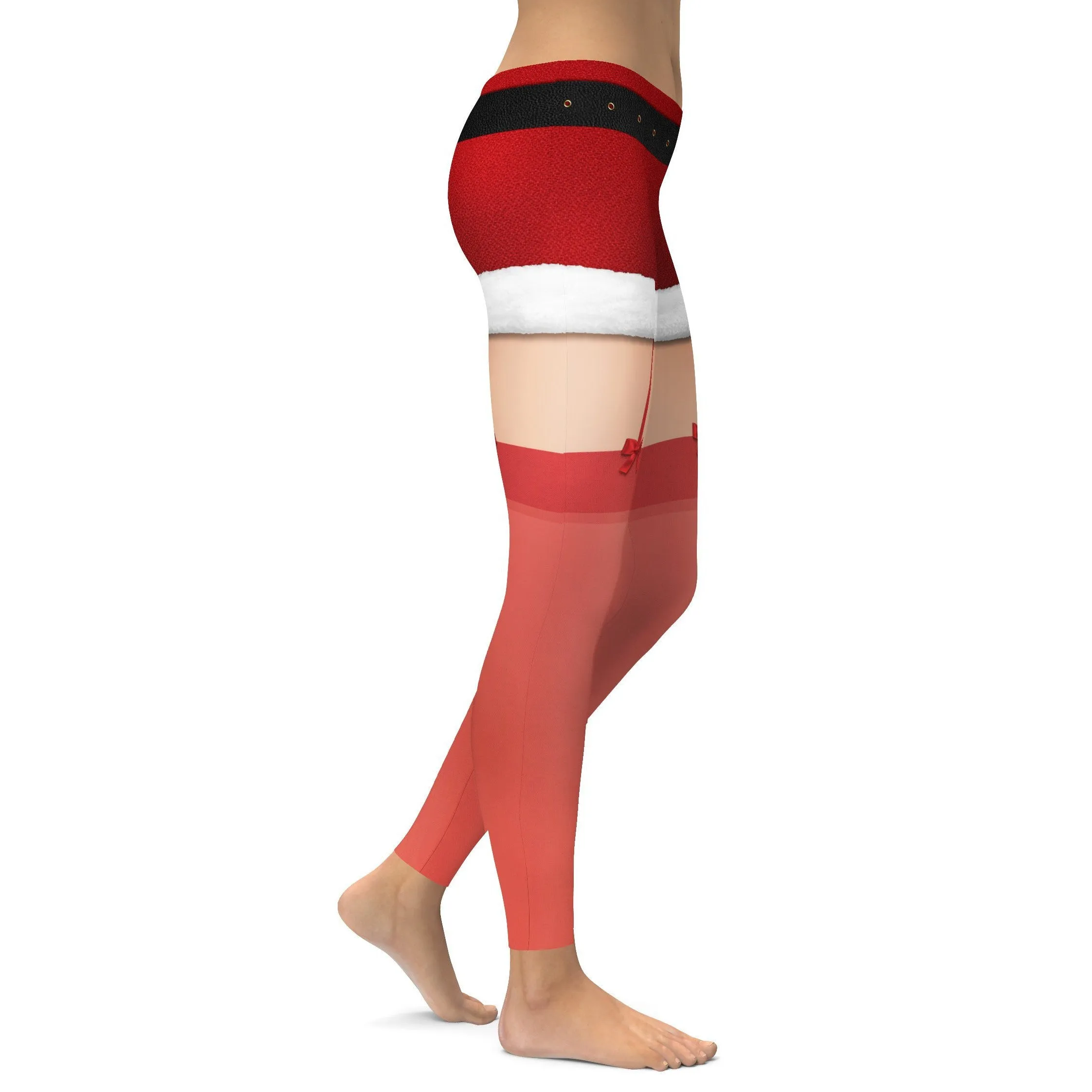 Christmas Shorts with Red Stockings Leggings
