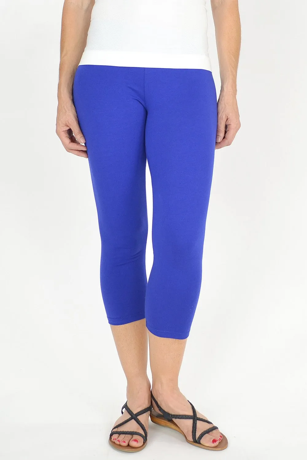Cobalt Blue Cotton 3/4 leggings