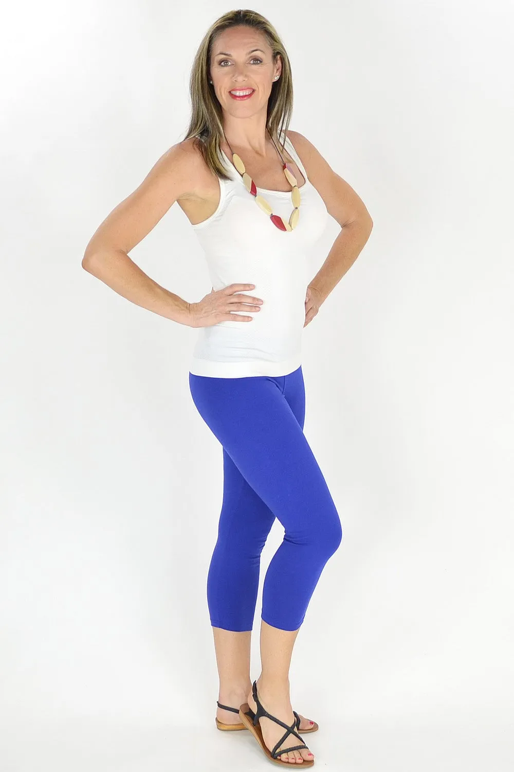 Cobalt Blue Cotton 3/4 leggings