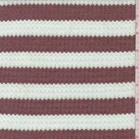 Copper Red Stripe Bubble Thermal Knit Fabric