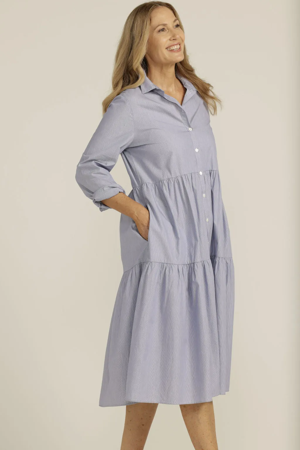 Cotton Stripe Shirt Maker Dress