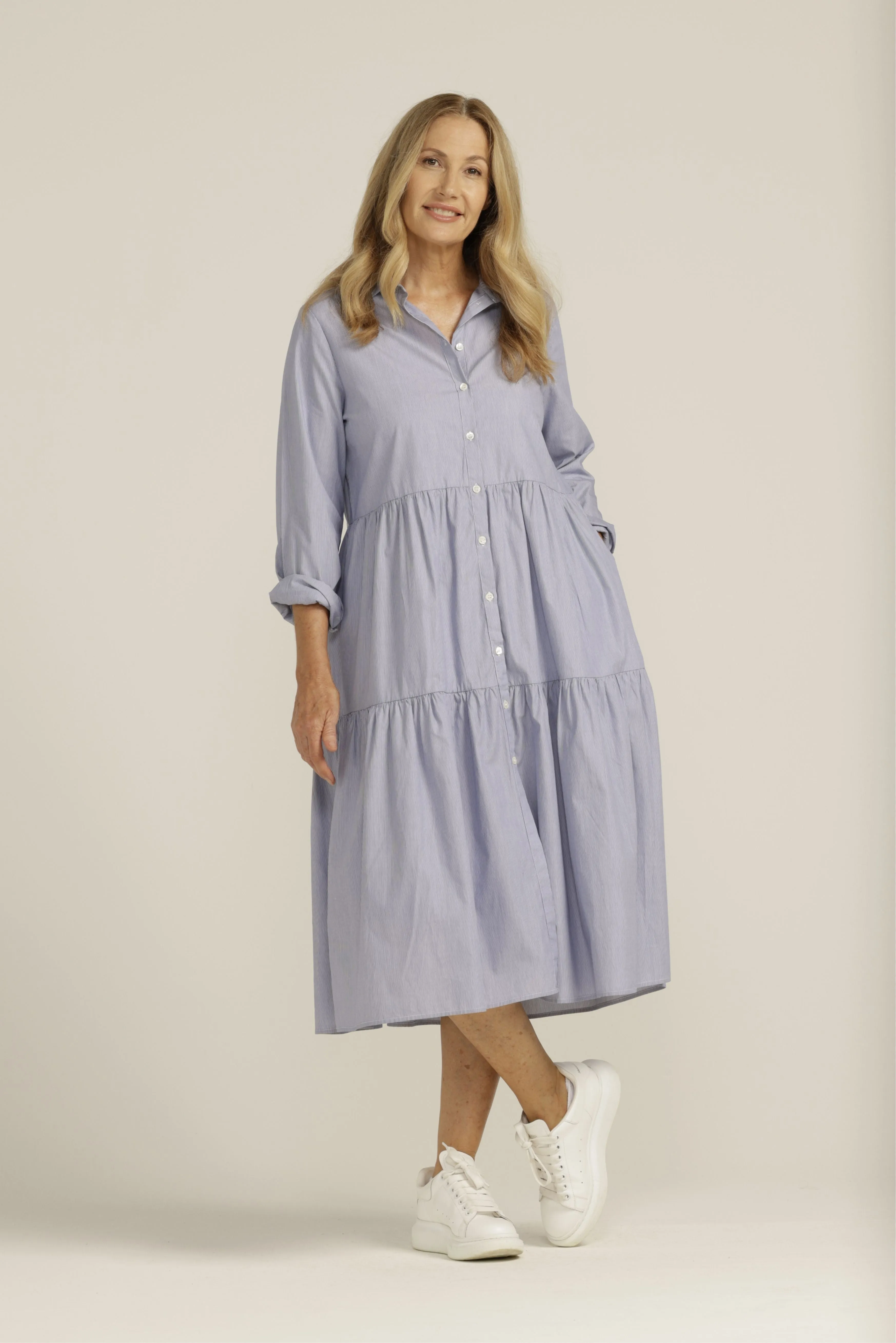 Cotton Stripe Shirt Maker Dress