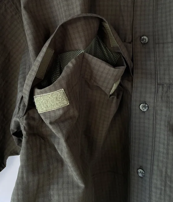 DESCENDANT/SCALE PLAID FISHING SS SHIRT (OLIVE DRAB)